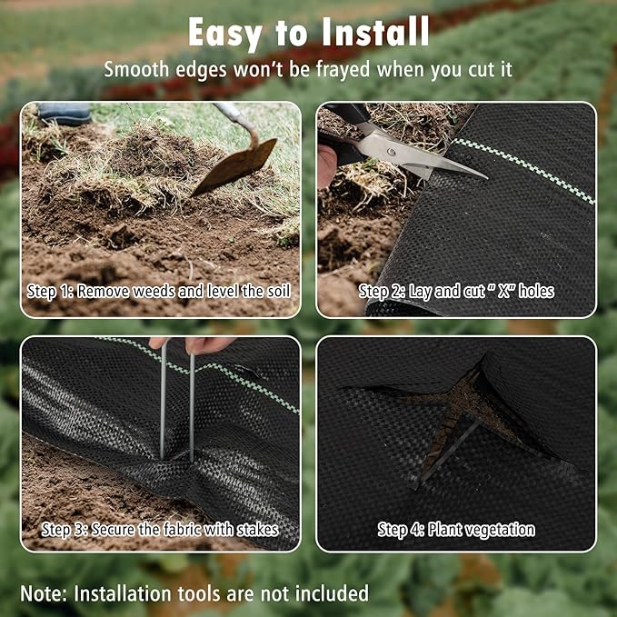 6.5FT x 330FT Weed Barrier Fabric, 3.2oz Landscape Fabric Heavy Duty Weed Barrier, High Permeability Ground Cover Geotextile Fabric Weed Cloth for Garden, Farm & Driveway