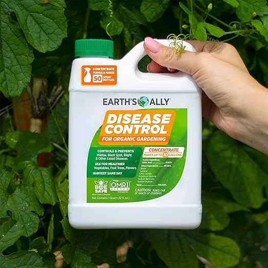 Earth's Ally Disease Control Concentrate for Plants Concentrate 32 oz | Fungicide Treatment for Powdery Mildew, Blight, Black Spot, Fungus - Use on Plant & Rose Diseases & More