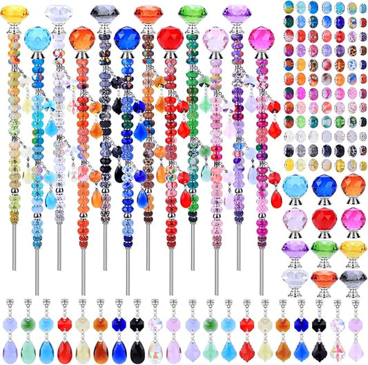 VICTLOV Crystal Suncatcher Making Kit, 273 Pieces with Beads, Snowflakes, Butterflies, Glass Balls for Garden Decoration, DIY Outdoor Hanging Ornaments (453Pcs Diamond+Ball+Pendant D)