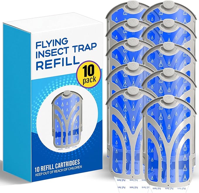 10 Pack Flying Insect Trap Starter Kit, ZEBO Flying Insect Trap Refill, Cartridge Kit Compatible with ZIVO M364 and Max Trap, NO Device - ZVEO Replacement Kit (10 Cartridges)