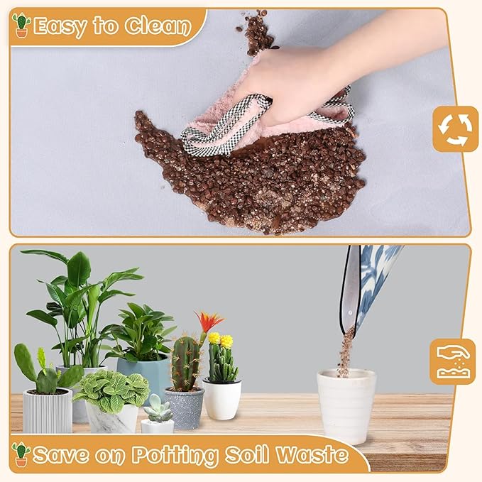 Flower Aztek Foldable Garden Hand Transplanting Succulent Tools,Waterproof Thickened Repotting Mat Plant Tag, Miniature Planting Indoor Fairy Care,Potting,Cactus,Houseplant Bonsai Tool Kit Gift