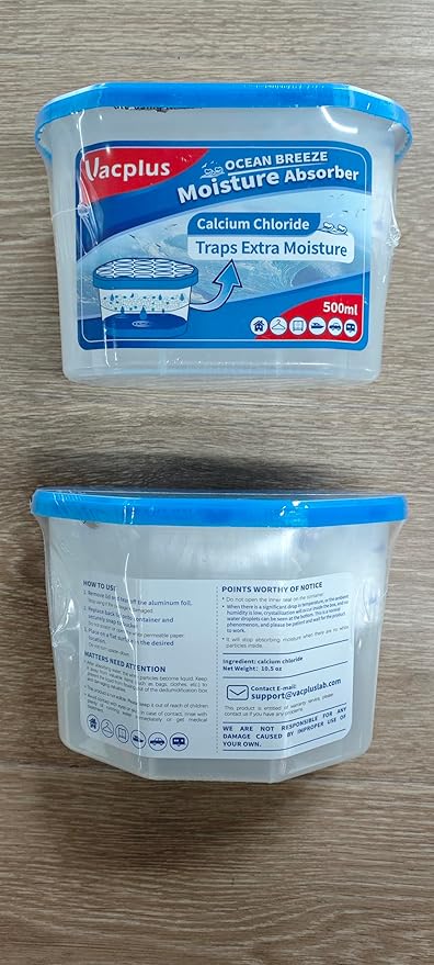 Vacplus Moisture Absorbers 12 Pack, 10.5 Oz, Humidity Absorber Boxes Attracts Extra Moisture from Your Bathroom, Closet, Kitchen, Dehumidifier for Closet (Ocean Scent), Light blue