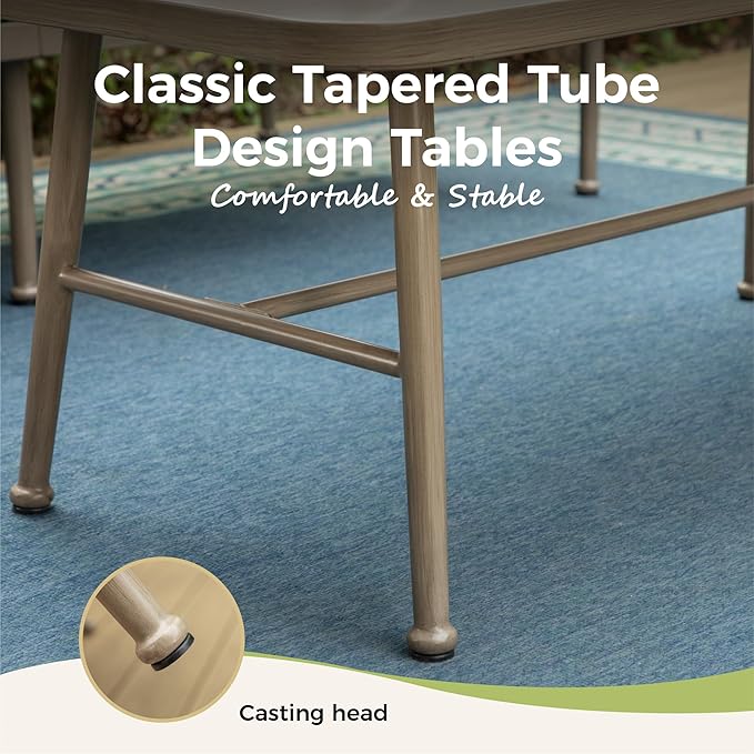 Outdoor Patio Furniture Set, 4-Piece Steel Patio Outdoor Conversation Sets with Washable Thick Cushions & Coffee Table, Windsor Outdoor Patio Sectional for Garden, Backyard, Balcony - Beige