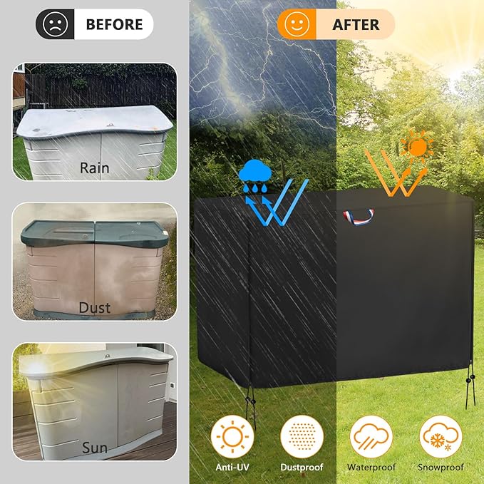 Outdoor Storage Shed Cover for RubberMaid, Waterproof Rubber Made Outdoor Storage Deck Box Cover 4.5Ft ,Heavy Duty Patio Cabinet Covers for Lawn Furniture, 55.5"W x 29"D x 35"H