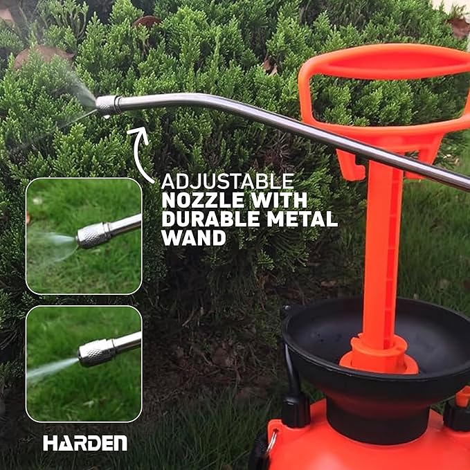 1 Gallon Pump Sprayer - Garden & Lawn Care for Weeds Stainless Steel Rod & Brass Nozzle - 1.3 Gallon Total Capacity