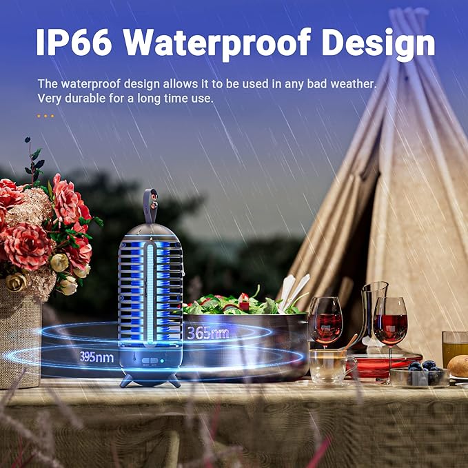 2 Pack Cordless Bug Zapper Outdoor & Fly Zapper Indoor & Wireless Mosquito Zapper Portable Camping Fly Trap 2500mAh Electric Ideal for Traps