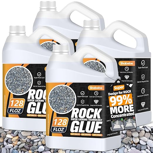 Rock Glue, Mulch Glue 4Gallon- Fast-Drying Adhesive for Landscaping Rocks, Small Pebbles, Pea Gravel Stabilizer & Mulch Binder | Weather-Resistant Outdoor Stabilizer for Driveways, Gardens, Walkways