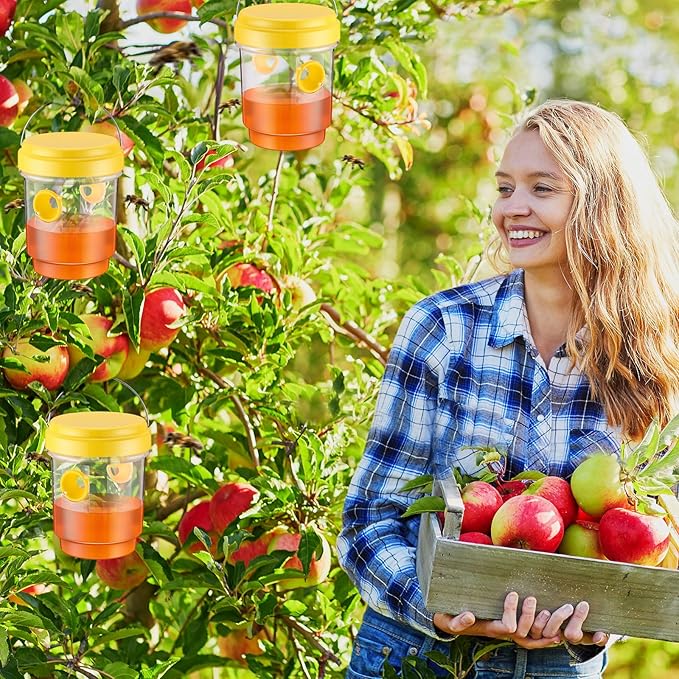 Qualirey 2 Pcs Wasp Traps for Outdoors Wasp Killer Hanging Bee Traps Reusable Fly Bee Killer for Indoor Outdoor Patio Garden Home (Yellow)