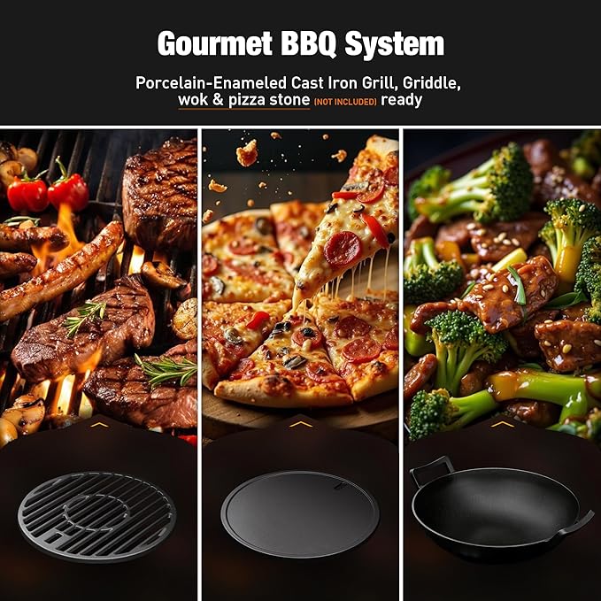 Brand-Man PRO 5-Burner Propane Gas Grill,14000 BTUs Searing Zone with Infrared-Mesh, Porcelain-Enameled Cast Iron Grates and Griddle, Side Burner & Natural Gas Convertible for Outdoor Barbecue Cooking