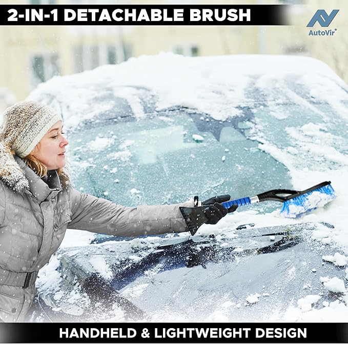 27" Snow Brush and Ice Scrapers for Car Windshield (3 Pack), Window Scraper with Ergonomic Foam Grip, Snow Removal for Car, Must Have Winter Car Accessories (Green, Blue & Pink)