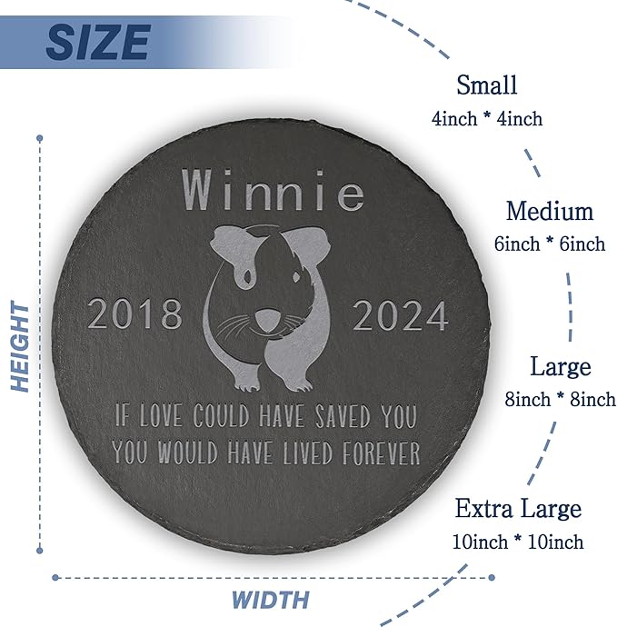 Guinea Pig Memorial Stone Guinea Pig Garden Statue - Guinea Pig Memorial Gifts - Guinea Pig Tombstone - Guinea Pig Loss Gift - Loss of Pet Guinea Pig - Round