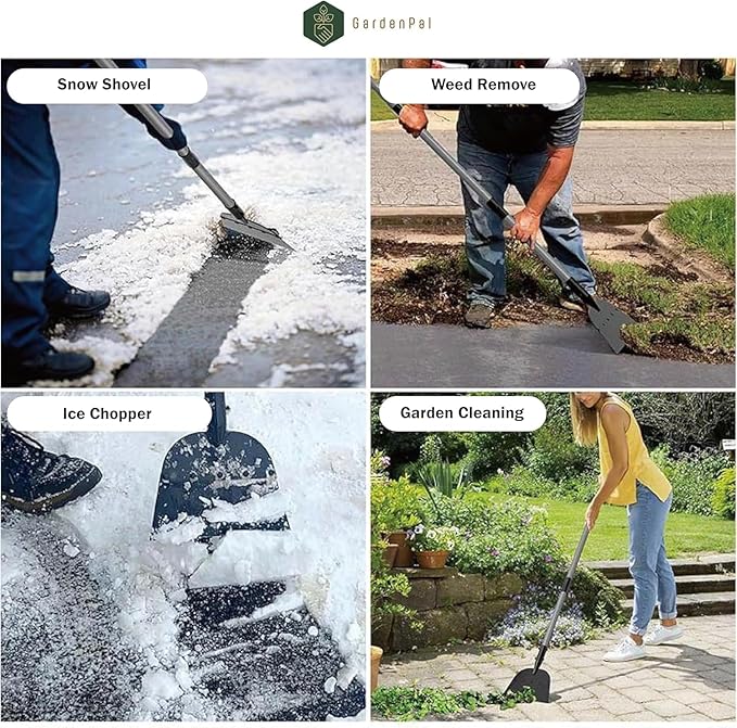 Gardenpal Flat Shovel,Snow Shovel, Ice Scraper, 54 inch Snow Ice Chopper for Walkway,Garden Cleaning Ice Removal Tool for Road