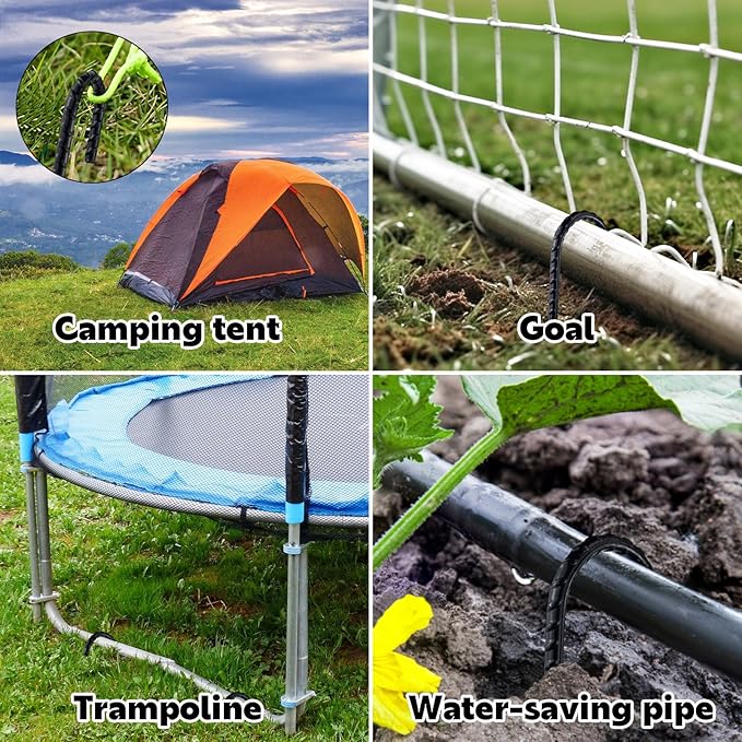 16 Inch J-Hook Rebar Stakes, HeavyDuty Anti-Rust Ground Anchors for Chainlink Fence, Garden Dog Fence, Sports nets, Camping Tent, Etc (40 Pack)