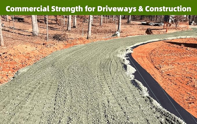 Driveway & Landscape Fabric 13ftx115ft Black Plastic, Heavy Duty Geotextile Ground Cover Under Gravel for Driveway Underlayment, Weed Control Garden Barrier Cloth