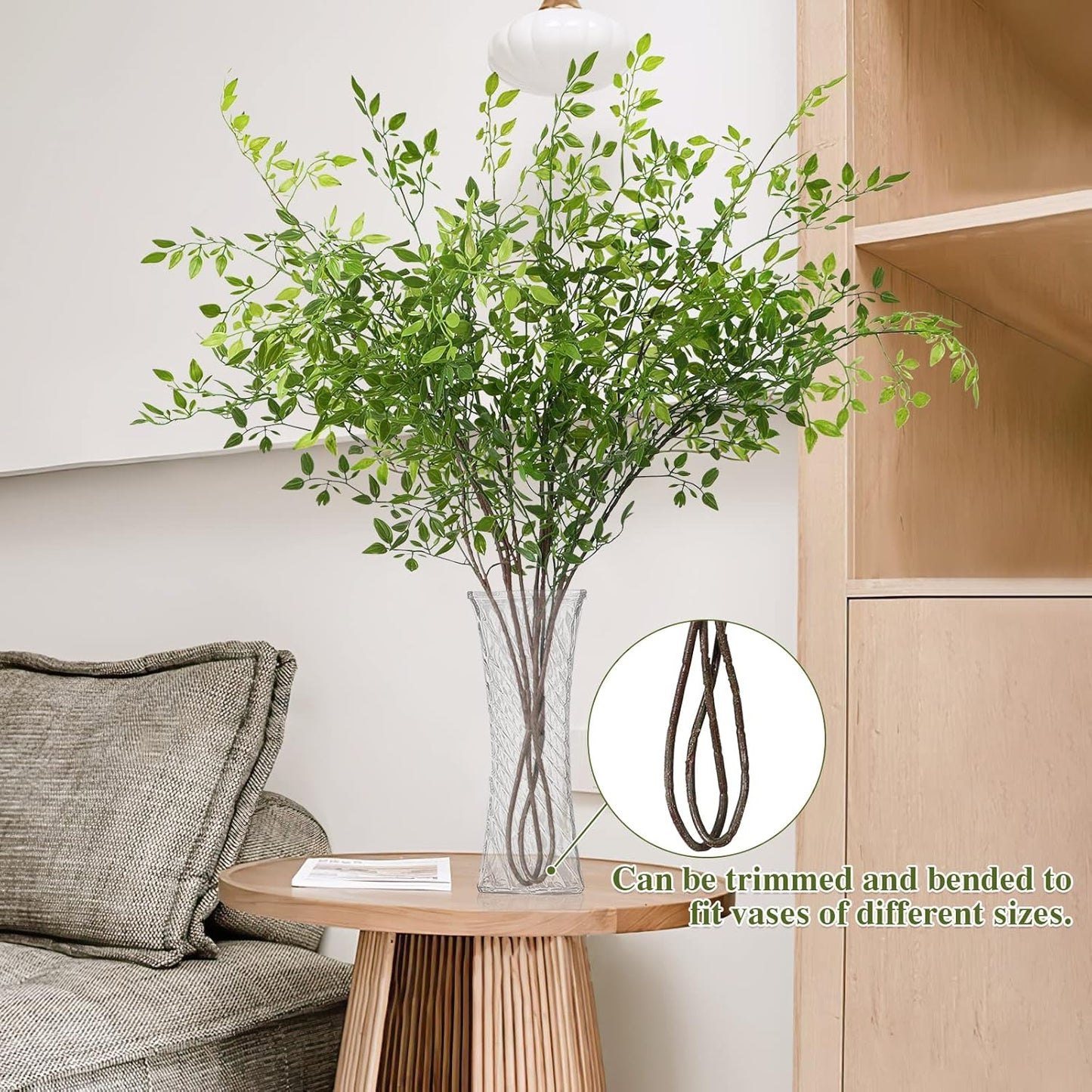 Dremisland Artificial Plant 43.3 Inch Artificial Bamboo Plant Branch 2 Pcs Artificial Green Stems Lucky Bamboo Plants Fake Shrubs Plants Bushes for Home Wedding Office Garden Decor (Green)