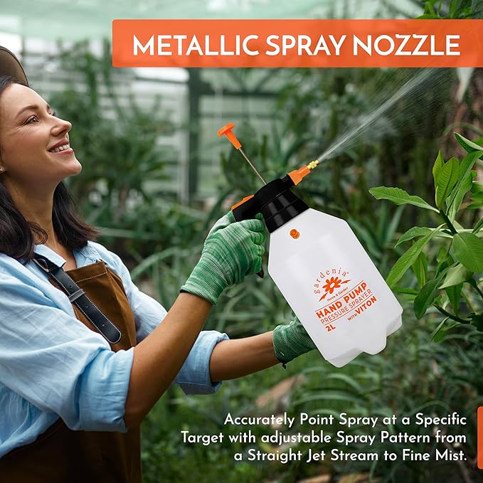 Handheld Pumping Sprayer Viton Seals Sprayers in Lawn and Garden, Spray Bottles for Cleaning Chemical Sprayer Continuous Spray Bottle for Plants 2L (0.53 Gallon / 68oz)