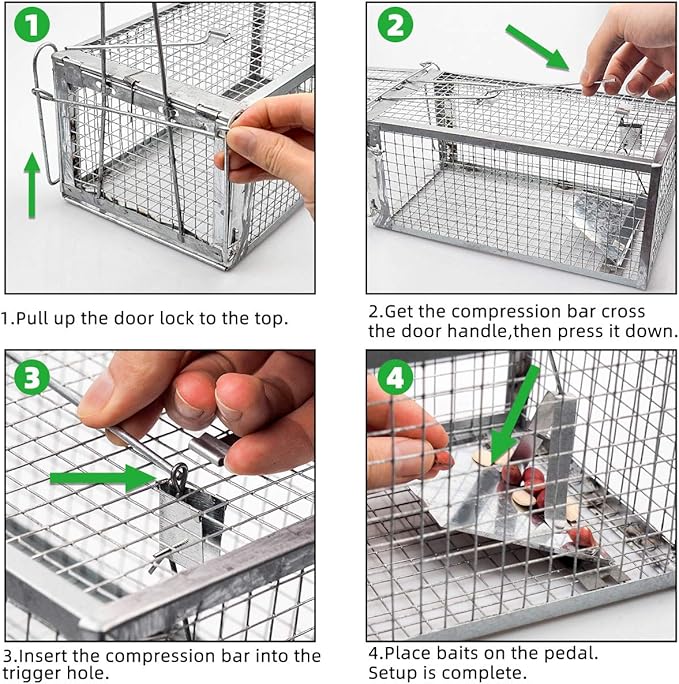 Kensizer Animal Humane Live Cage Trap That Work for Rat Mouse Chipmunk Mice Voles Hamsters and Other Small Rodents, Trampa para Ratones, Catch and Release 1Pack Medium 12" L x 6.5" W x 5" H