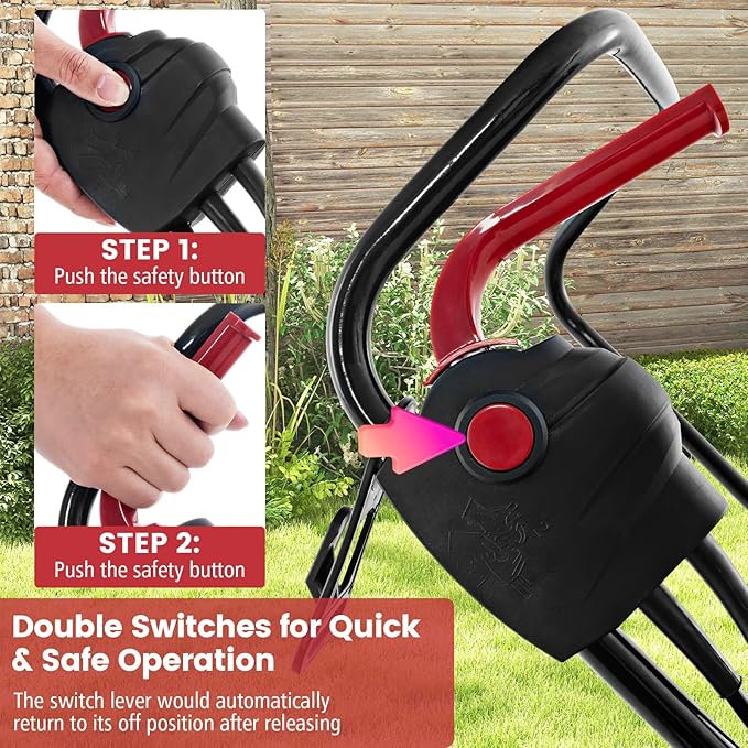 S AFSTAR Electric Corded Lawn Mower, 12-AMP 14-Inch Walk-Behind Lawnmower with Collection Box, 3 Adjustable Height Position, Self Locking Function, Push Lawn Mower for Backyard Patio