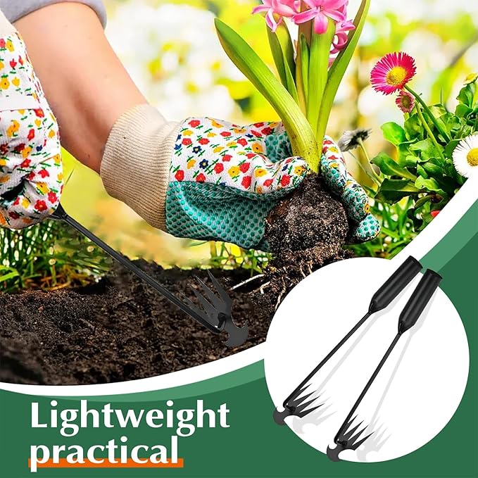 Weed Puller Tool Garden Weed Pulling Tool,Portable Garden Weeding Tool,4 Teeth Manganese Steel Forged Hand Weeder for Vegetable Gardening Backyard Farm Planting & Weeding,Ideal for Gardening