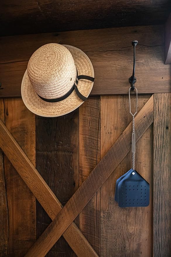Leather Fly Swatter Set (3 Pack) – 17” Amish-Made Fly Swat w/Real Leather Paddle – Fly Swatters Multi Pack w/Metal Handle – Bug Swatter, Mosquito Swatter, Wasp Swatter (Black)