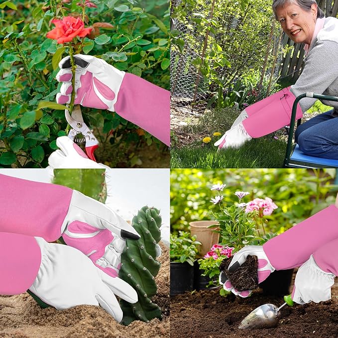 Long-Gardening-Gloves for Women/Men - Thorn Proof Rose Pruning Gloves Heavy Duty Gauntlet-M