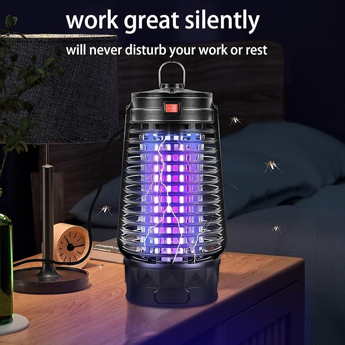 Electric Bug Zapper, 2500V Plug-in Mosquito Trap with Replaceable Sticky Pads & Lamp Tube, 365nm Lighted Hanging Insects Killer Attracting Moths, Gnats, Flies IPX4 for Indoor Outdoor Use