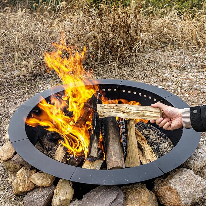 42 inch Fire Ring, Large Round Firepit Insert,Fire Pit Ring for Camping, Wood Burning Fire Pit for Yard,Garden,Outdoor Fireplace, DIY Fire Rings for Outside