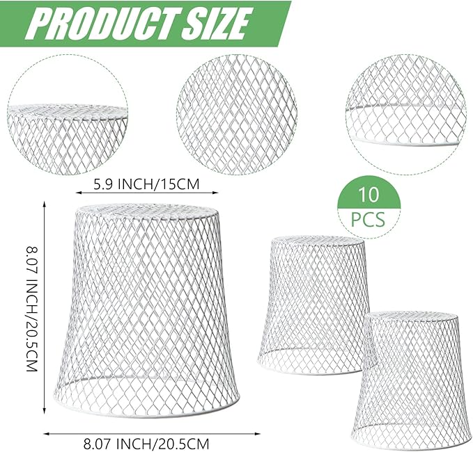 10 Pcs 8inch Chicken Wire Plant Covers Wire Garden Cloches Chicken Wire Cloche Plant Protector Metal Heavy Duty Garden Plant Cloche for Keeping Bunnies Chicken Squirrels Birds Other Out