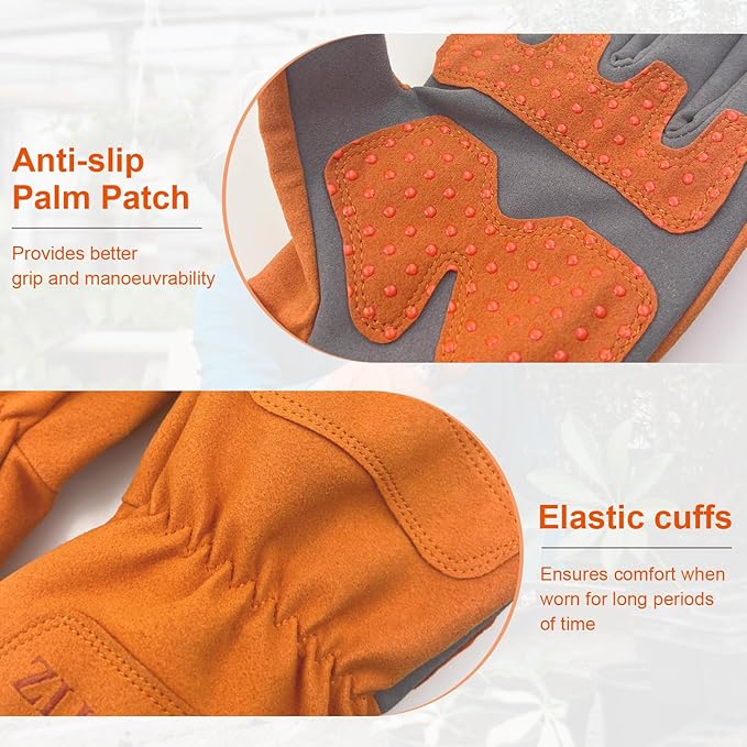 ZLUXURQ Gardening Gloves for Women and Men, Work Gloves for Yard Work