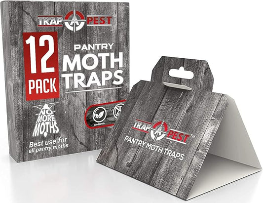 12 Pack Pantry Moth Traps - Safe and Effective for Food and Cupboard - Glue Traps with Pheromones for Pantry Moths