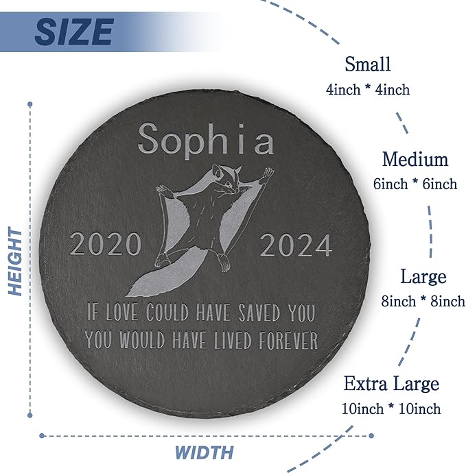 Flying Squirrel Memorial Stone Flying Squirrel Garden Statue - Flying Squirrel Memorial Gifts - Flying Squirrel Tombstone - Flying Squirrel Loss Gift - Loss of Pet Flying Squirrel - Round