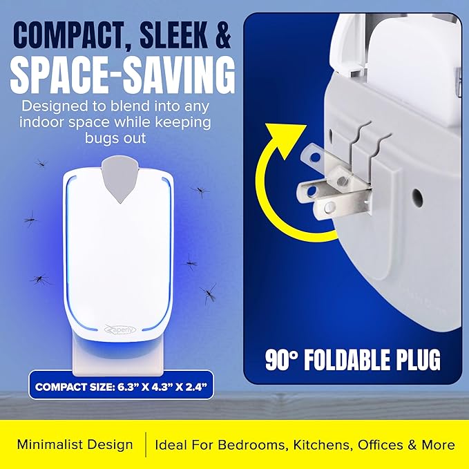 2 Fruit Fly Traps & 10 Adhesive Cartridges, Indoor Plug-in Bug Catcher, UV Light Fly Trap Captures Fruit Flies, Gnats, Houseflies, Moths, and Flying Insects for Kitchen, Bathroom, Plant Areas