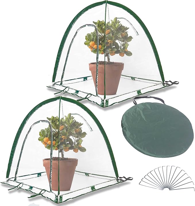 porayhut Pop Up Greenhouse Cover Flower House,Pack of 2,Mini Gardening Plant Sunshine Room,Backyard PVC Cover for Cold Frost Protector Gardening Plants
