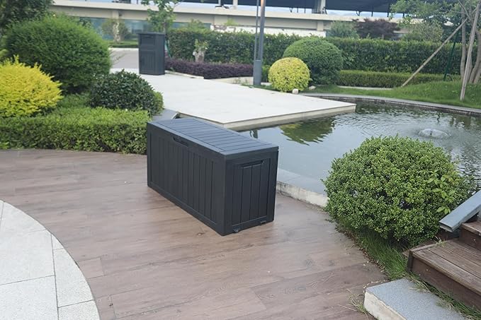 BTEXPERT 75 Gallon Outdoor Storage Container Deck Box for Patio Furniture Garden Tools Cushions Sports Equipment Waterproof Lockable Stainless Steel insert UV Resistant