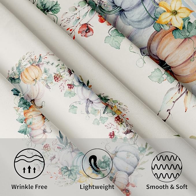 Pumpkin Leaves Round Tablecloth 60 Inch, Fall Autumn Thanksgiving Harvest Table Cloth Washable Table Cover for Dinner Kitchen Holiday Picnic Party Garden Decoration