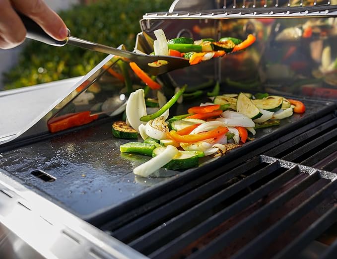 Monument Grills Larger 4-Burner Propane Gas Grills Stainless Steel Cabinet Style with Infrared Side Sear & Side Burners with Cooking Plate(2 Items), Outdoor Use