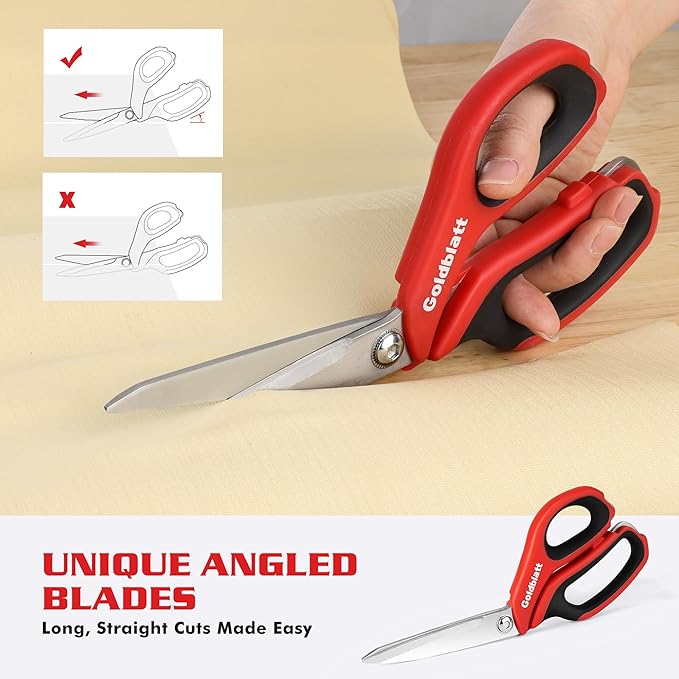 Goldblatt 3PCS Scissors Heavy Duty, Multipurpose Scissors, Drop Forged Blade, with Small Serrations, Comfortable Handle, Shop Scissors Easy Cutting Cardboard, Wires, Leather, Fabric