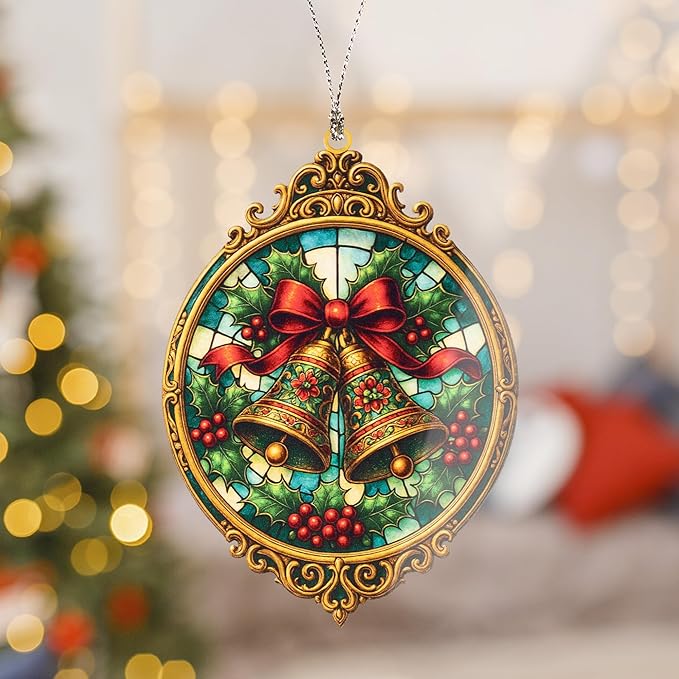 Christmas ornament 2025 - Vintage Christmas ornament - Acrylic xmas ornament - Art ornament - Christmas ornament 2025 - Suncatcher Effect window hanging - car hanging accessories