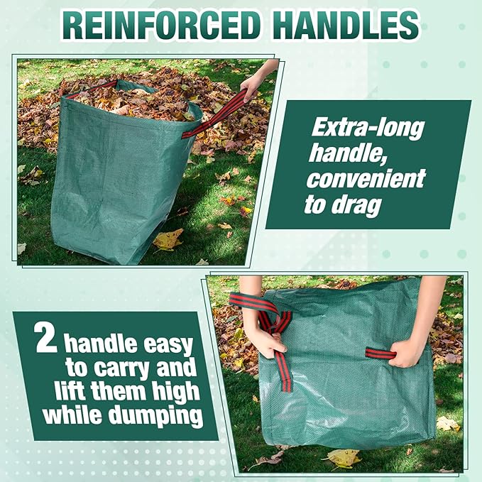WILLBOND 3 Pcs Yard Waste Bags Large Yard Dustpan Type Garden Bag for Collecting Leaves Reusable Heavy Duty Lawn and Leaf Bag for Parties Laundry, Camping (40, 53, 72 Gallon)