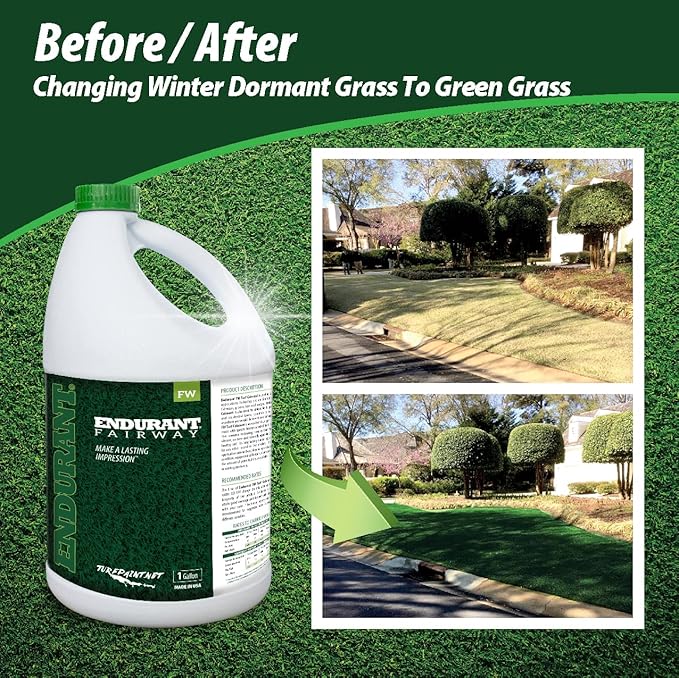 Endurant Turf Colorants - Fairway Spray On Green Grass Paint for Lawns - Revives Dry, Patchy Yards - Dark Grass Hue - Easy to Use, Concentrated Turf Grass Dye - Covers Approx 10,000 Sq Ft - 1 Gal