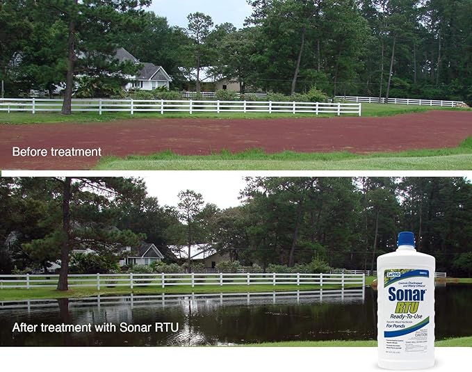 Sonar RTU (Ready-to-Use) Aquatic Herbicide 1 Quart, Systemic Weed Control for Duckweed and More - No Mixing or Equipment Needed - EPA Approved, Season-Long Treatment, Safe for Fish & Wildlife