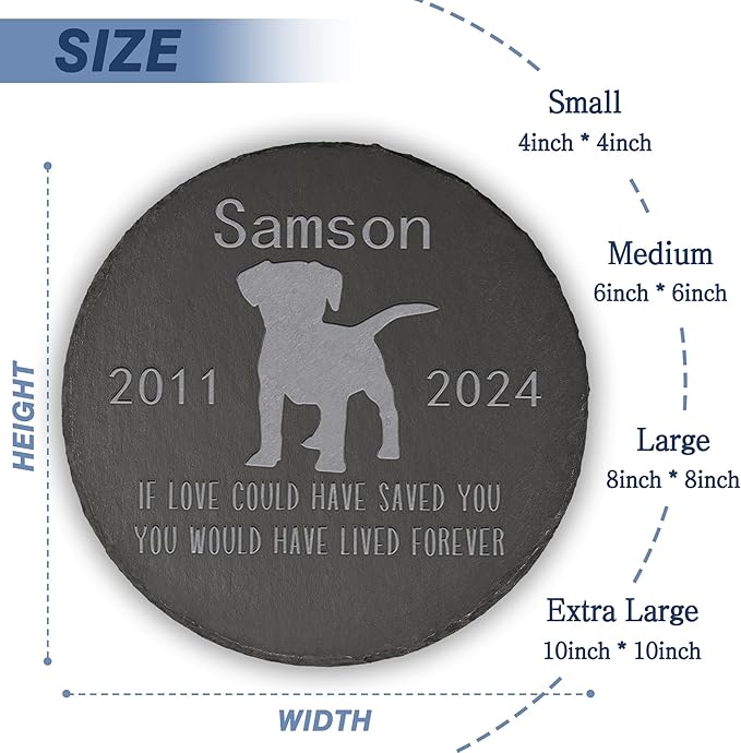 Dog Memorial Stone Dog Garden Statue - Dog Memorial Gifts - Dog Tombstone - Dog Loss Gift - Loss of Pet Dog - Round