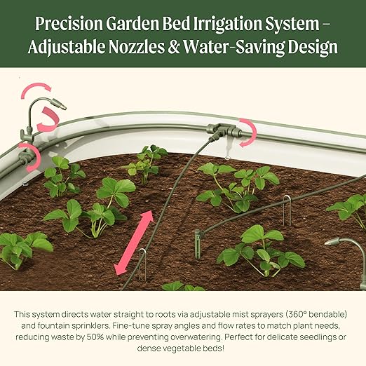 Vego Garden Irrigation Kit - Drip Irrigation System for Raised Garden Beds, Efficient Watering Solution for Vegetables, Flowers, and Plants, Easy DIY Installation (Large)