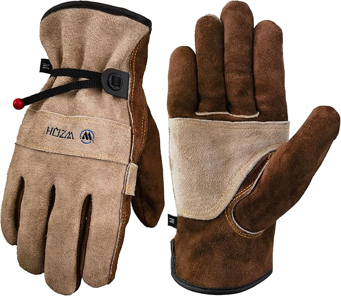 Leather Work Gloves for Men or Women. XX-Large Glove for Gardening, Tig/Mig Welding, Construction, Chainsaw, Farm, Ranch etc. Cowhide, Cotton Lined, Utility, Firm Grip, Durable. Coffee-grey 2XL