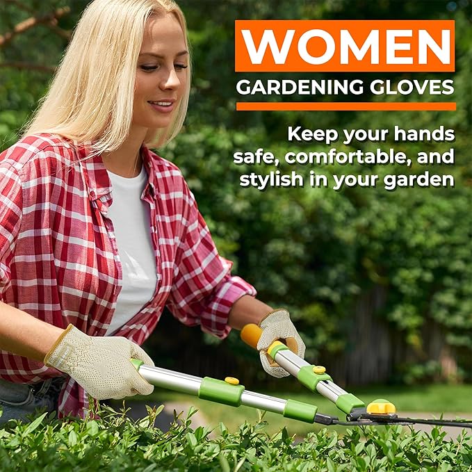 HANDLANDY Gardening Gloves for Women, Breathable Ladies Leather Garden Yard Gloves Best Gift for Gardeners