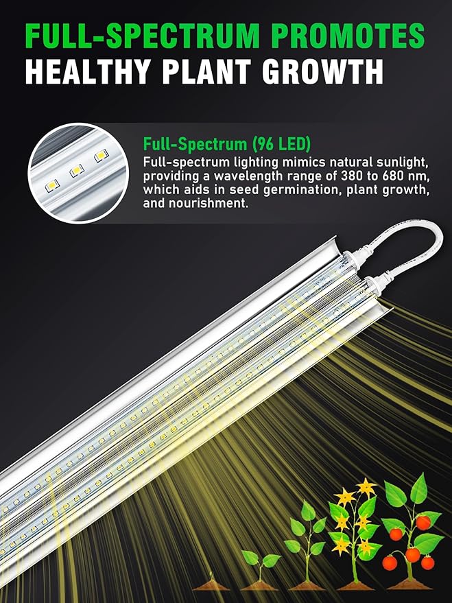 Seed Starter Tray with Grow Light and Heat Mat, 8'' Humidity Dome, 1020 Plant Starter Trays Seed Starter Kit, Grow Light Stand for Seed Starting & Seedling Growing, Height Adjustable