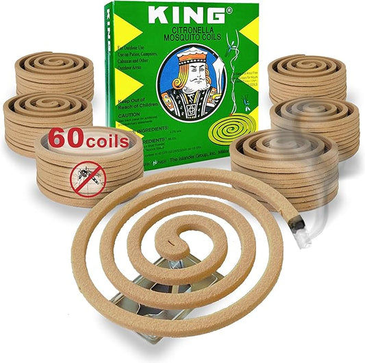 KING Mosquito Coils – Hawaii’s Most Trusted Citronella Protection – Each Coil Provides Up to 8 Hours of Protection (60 Coils)