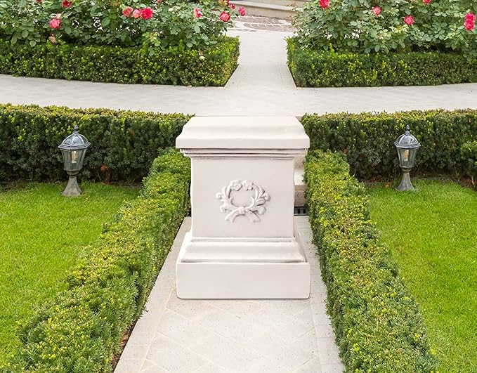 TOETOL Garden Outdoor Statues Classic Plinth Sculptures Decor Base Riser 16.7" Magnesium Oxide Stone Grey Yard Patio Deck Home Hallway Sculpture