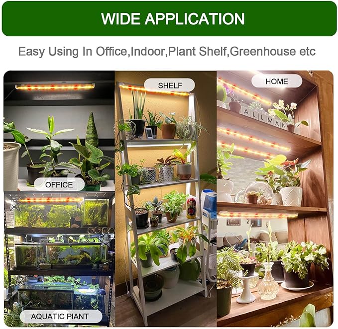 Grow Light for Indoor Plants Abonnyc 96 LEDS Plant Grow Light Strips 10 Inch Warm White Light & Red Light Full Spectrum with Auto On/Off Timer Sunlike Small Grow Lamp for Hydroponics Succulent, 4 Bars