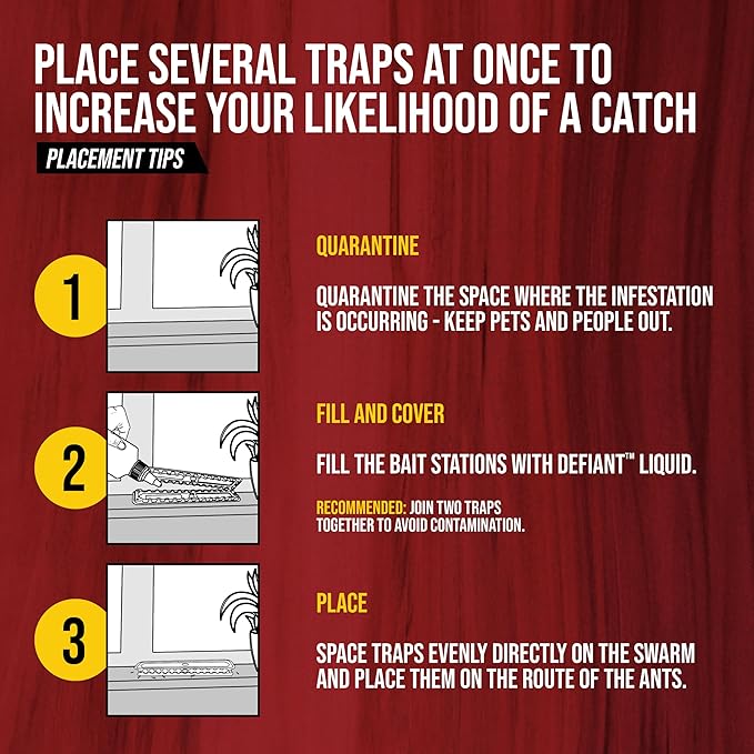 Catchmaster DEFIANT Extra Long Reusable Ant Traps Indoor (8 Pack) For Narrow Spaces – Liquid Ant Killer - Bait NOT Included - Stackable, Translucent Design – 28 Entry Points For Maximum Access